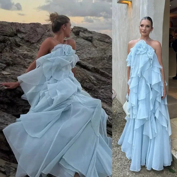 Aje Pandorea Layered Maxi Dress Silver Blue - Picture 14 of 16